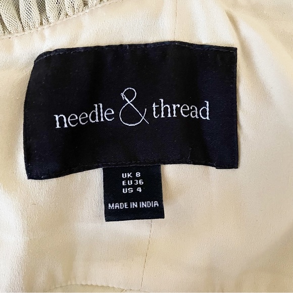 NEEDLE & THREAD Valentina Yellow Tulle Lace Sequin Ruffle Gown Maxi Dress 4 - Picture 7 of 12